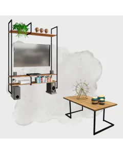 Conjunto para Sala de TV - Estante Urban tv Parede 150x34x184 + Mesa de Centro Slim
