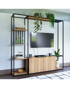 Conjunto de Estante Industrial para TV Spring 204x30x202